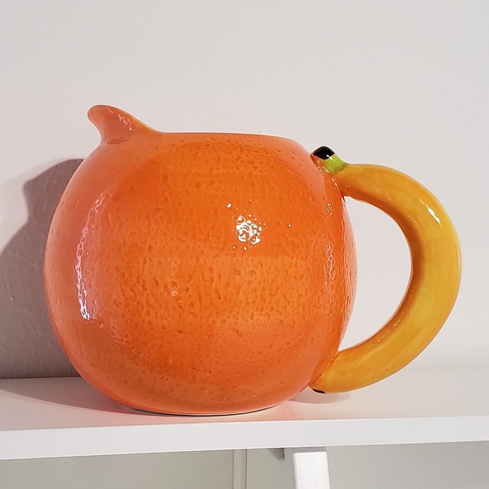 Nwot Orange Ceramic Pitcher!